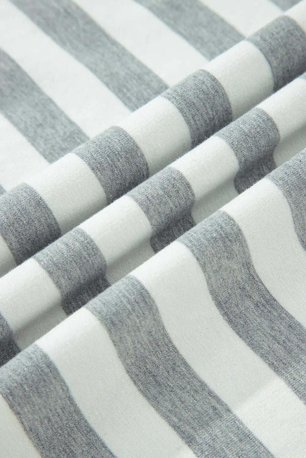 Premium Gray Stripe Ribbed Long Sleeve Blouse Plus Shorts Set Dear-Lover Dropshipping